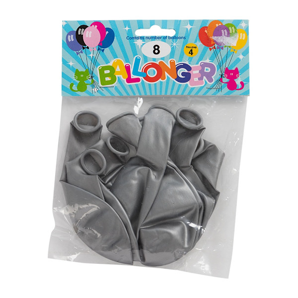 Ballong Metallic Silver 8-pack Latex Silver