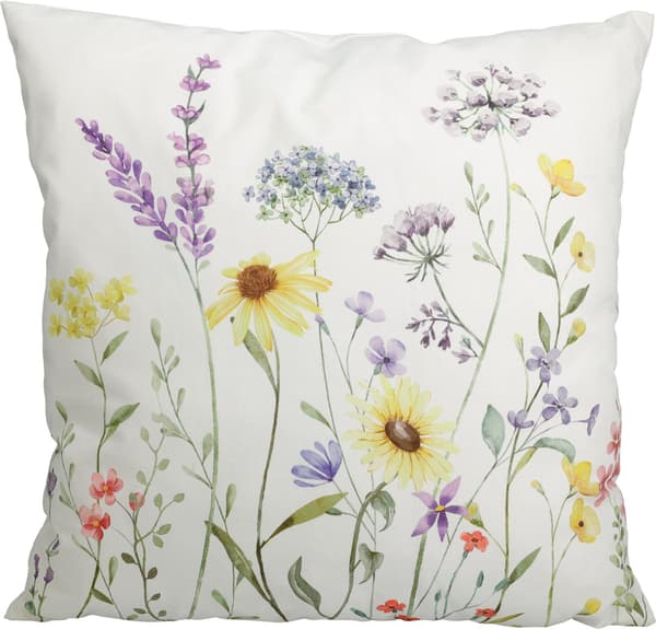Kudde Blommor Vit 45x45 cm Vit