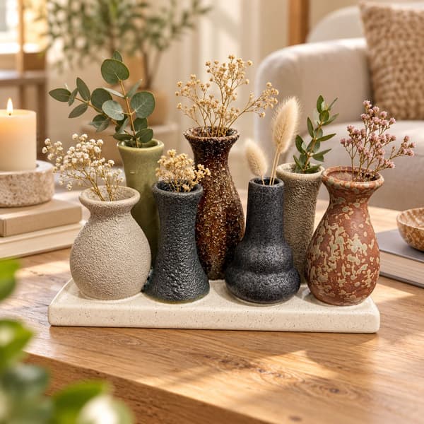 Vas Minivaser Beige/Grön Keramik 19 cm Grön