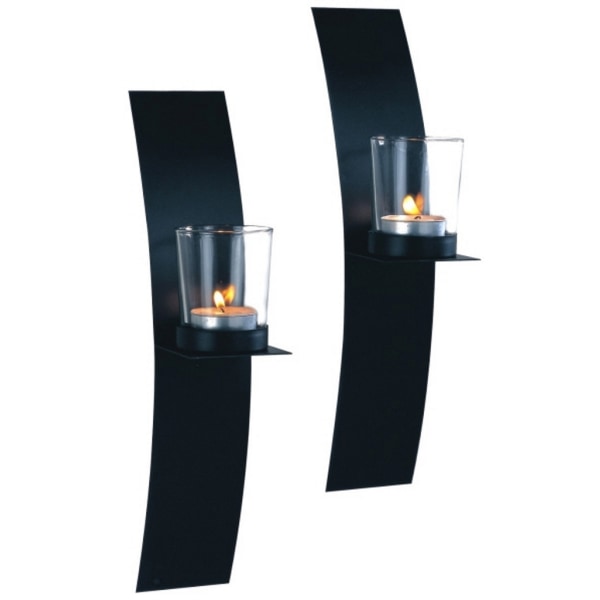 Lampe væglampe bue smedejern 2-p lygte lyslygte vægstage Black