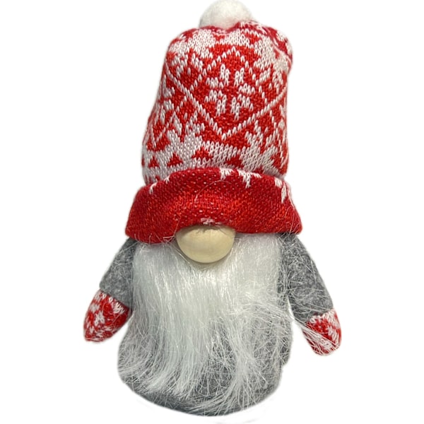 Tomte Luva Röd/Vit mönstrad 13 cm grå