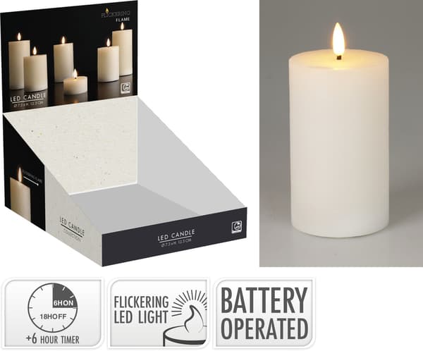 Ljus LED vitt 7,5x12,5 cm timer White