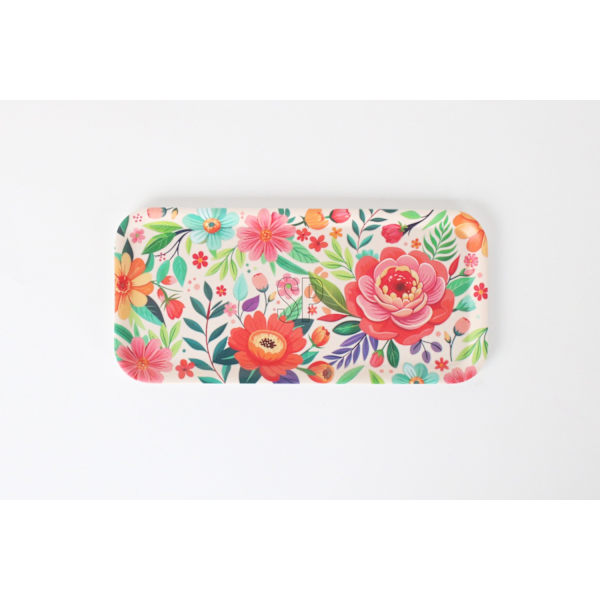 Bricka Blommor Melamin White