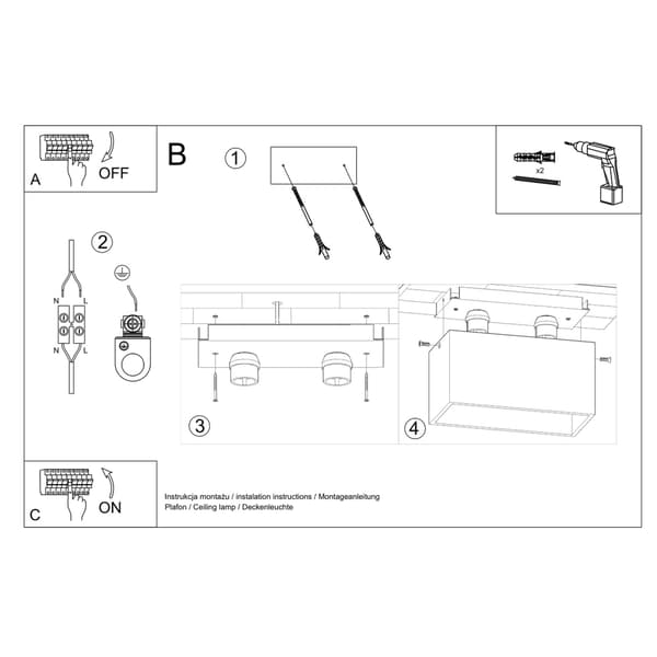Taklampa QUAD vit White