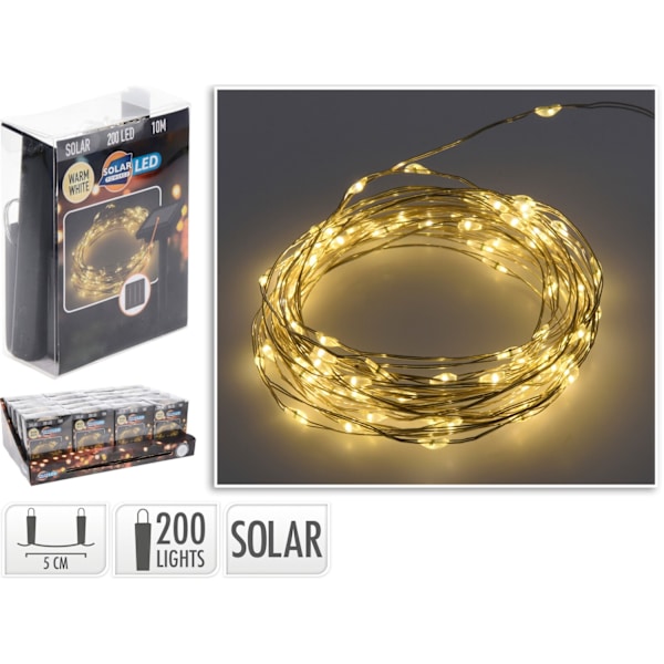 LED-slinga Vajertråd Solceller 10 meter 200 lampor multifärg