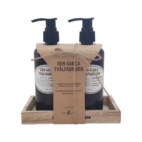 Presentset Handtvål/handkräm Ros/Rabarber 300 ml multifärg