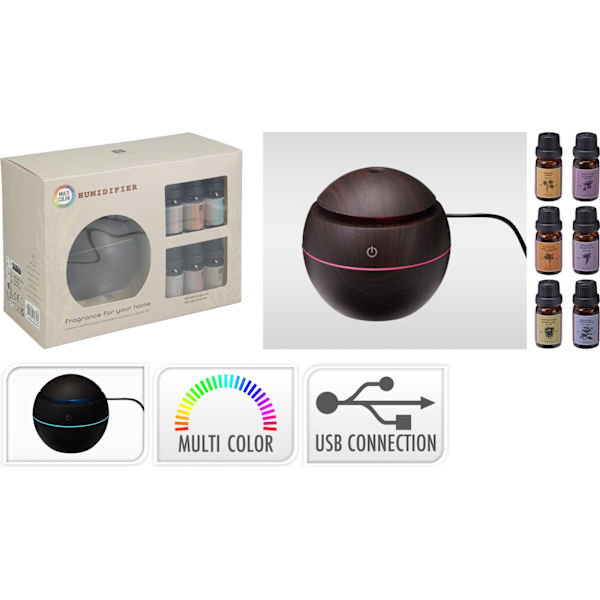 Aromadiffuser Aroma Rumsdoft LED Doftoljor Brun