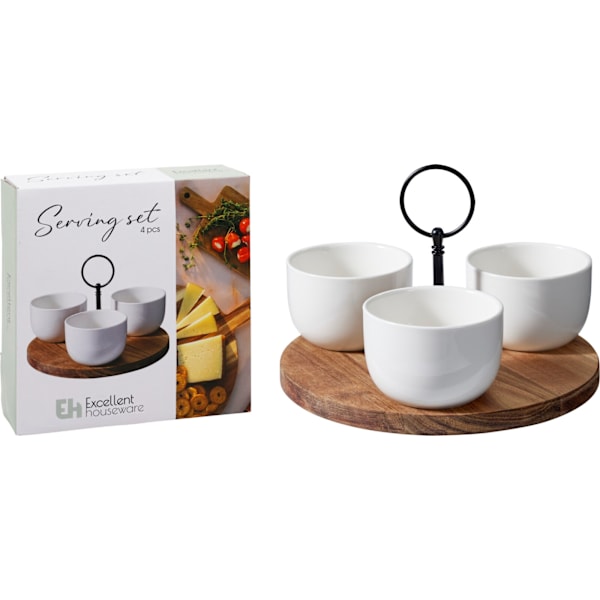 Skålset Servering Trä/Keramik Vit White