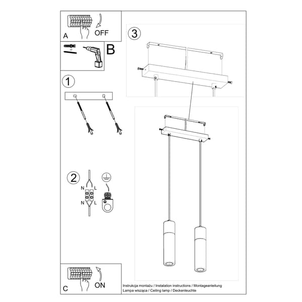 Pendel lampa ZANE 2 grå Grey