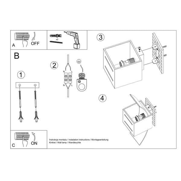 Vägglampa LORETO grå Grey