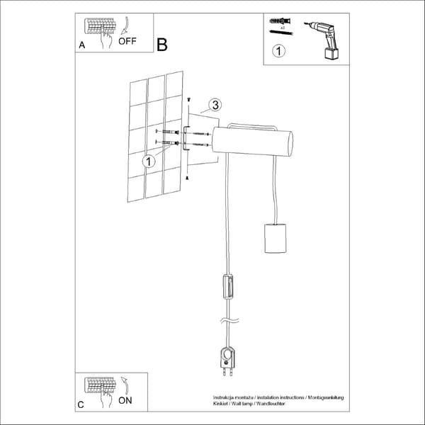 Vägglampa NIMBI E27 med strömbrytare Brown