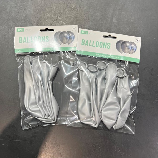 Ballong Blank Silver Spegelballong 6-pack 30 cm Latex Silver