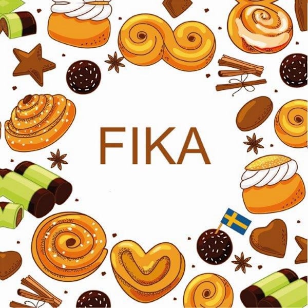 Kaffeservetter Fika 25x25cm multifärg