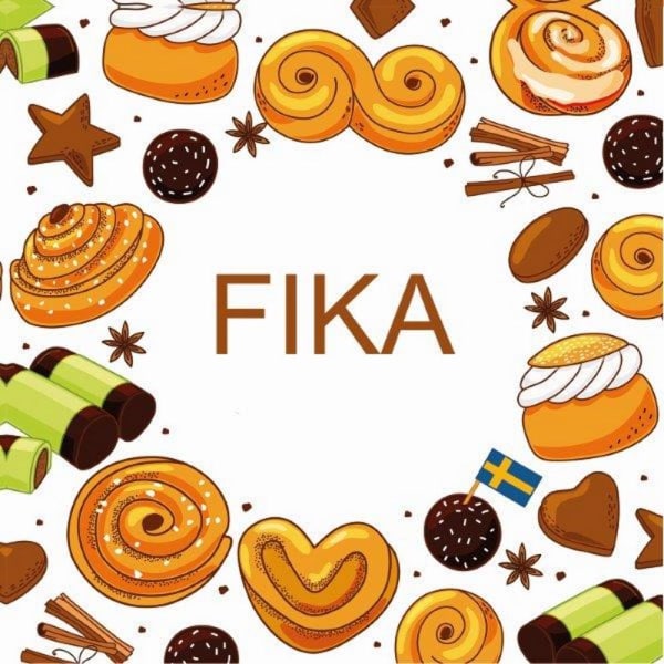 Kaffeservietter Fika 25x25cm Multicolor