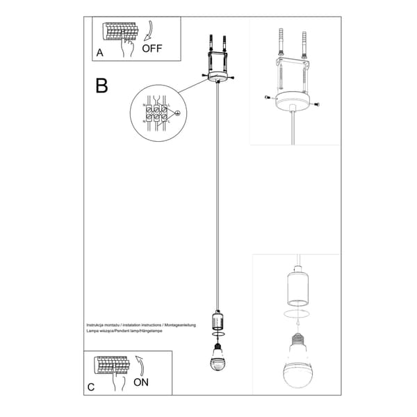 Taklampa EDISON svart Black