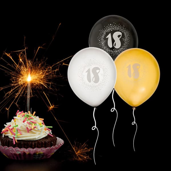Ballong 18 år 6-pack Latex Multicolor