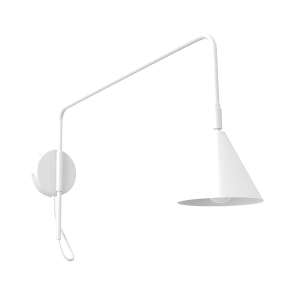 Vägglampa NOX 1 vit med strömbrytare White