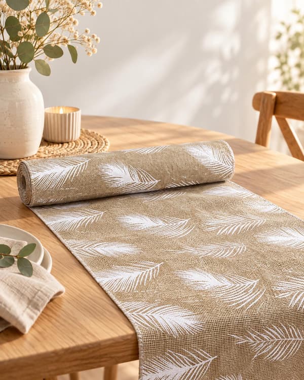 Duk på rulle Fjäder Lin 5 meter Beige