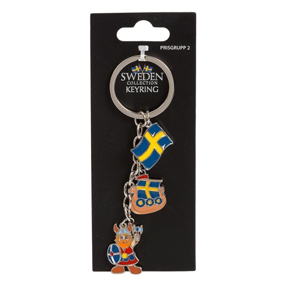 Nøglering Souvenir Viking Vikinge Skib Flag Multicolor
