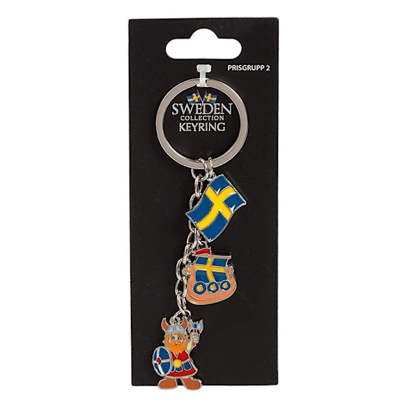 Nøkkelring Souvenir Viking Vikingskip Flagg Multicolor