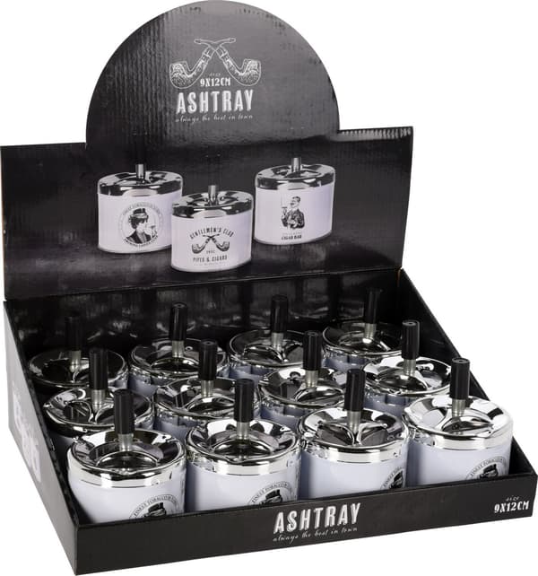 Askfat Snurr Pipor Dam Herr Metall Vit White Dam