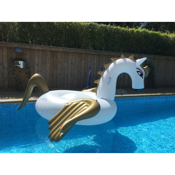 Pegasus Horse Oppblåsbar stor bademadrass White
