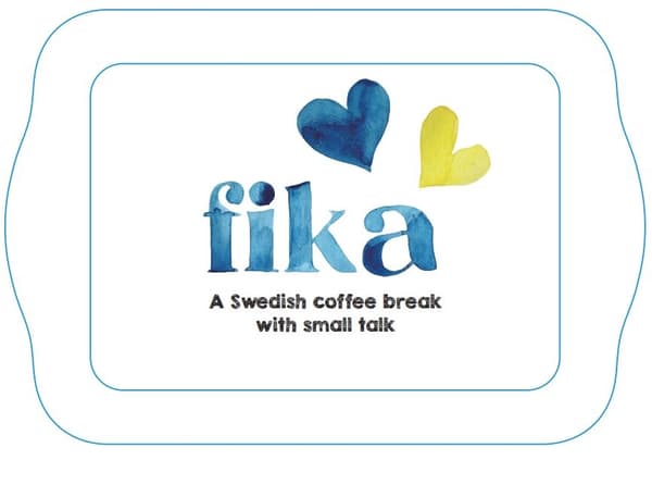 Bricka Fika Swedish 43 cm multifärg