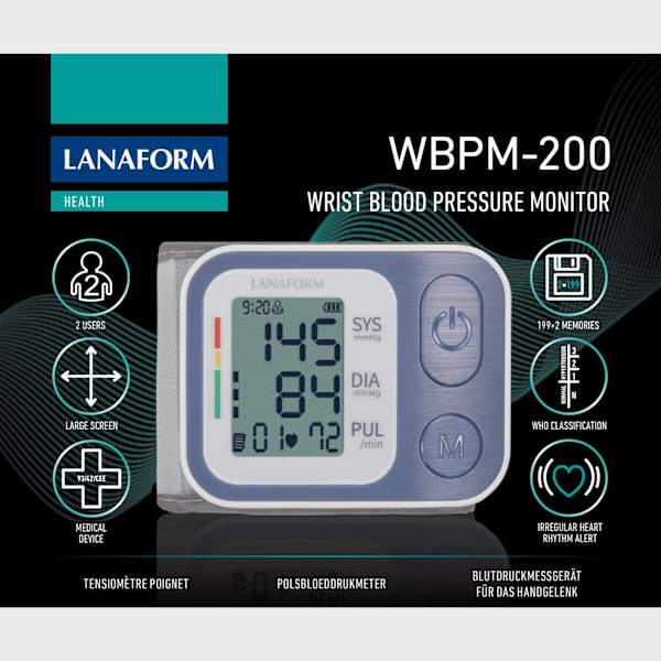Lanaform Blodtrycksmätare för handled WBPM-200 Multicolor