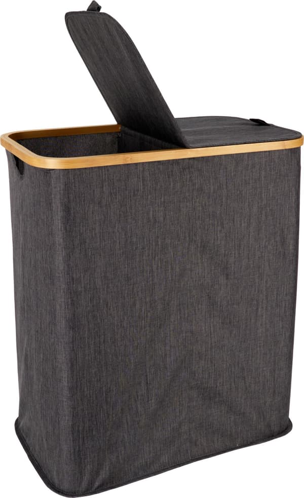 Tvättkorg Svart Textil Black