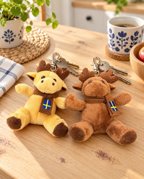 Nyckelring Älg Brun Beige Sverige 13 cm