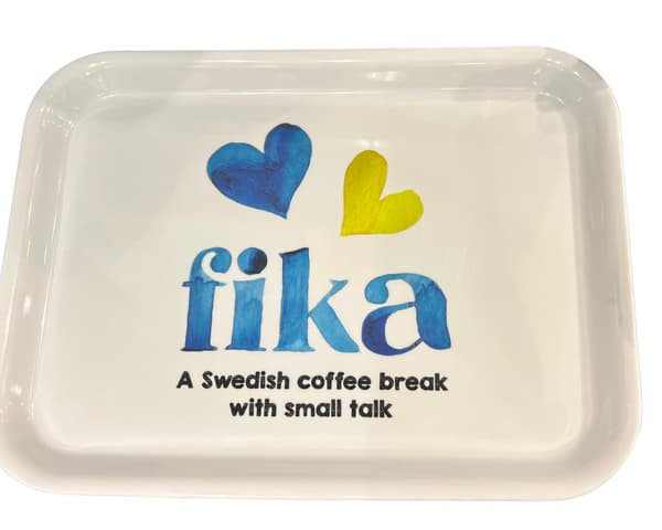 Bricka Fika Swedish 43 cm multifärg