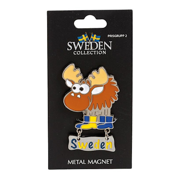Magnet Souvenir Älg med skylt multifärg