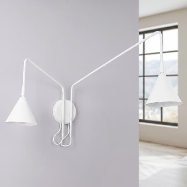 Vägglampa NOX 2 vit med strömbrytare White