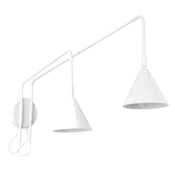 Vägglampa NOX 2 vit med strömbrytare White