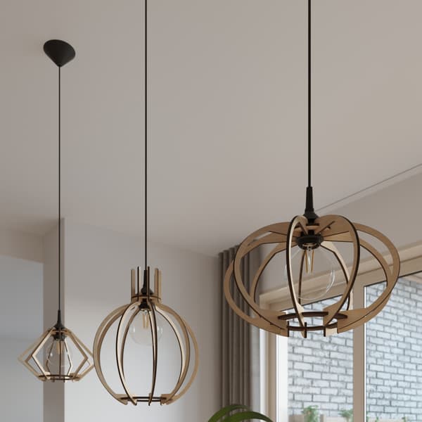 Pendel lampa POMPELMO naturträ Brown