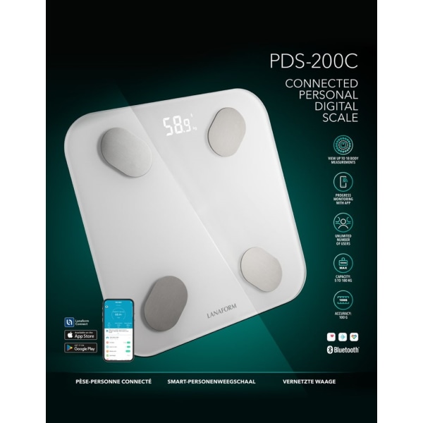 PDS-200C - Smart Digital Personvægt Transparent