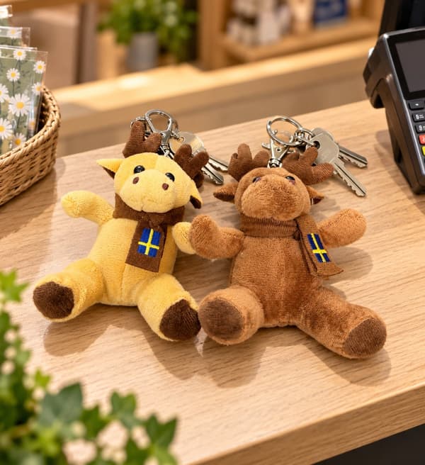 Nyckelring Älg Brun Beige Sverige 13 cm