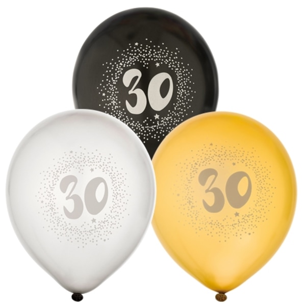 Ballong 30 år 6-pack Latex Multicolor