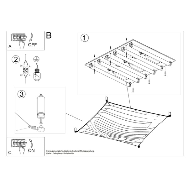 Taklampa LUNA 3 vit White