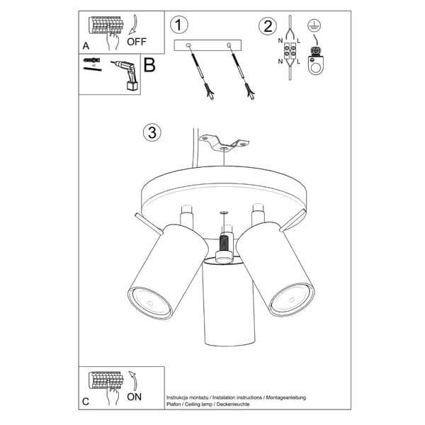 Taklampa RING 3P röd Red