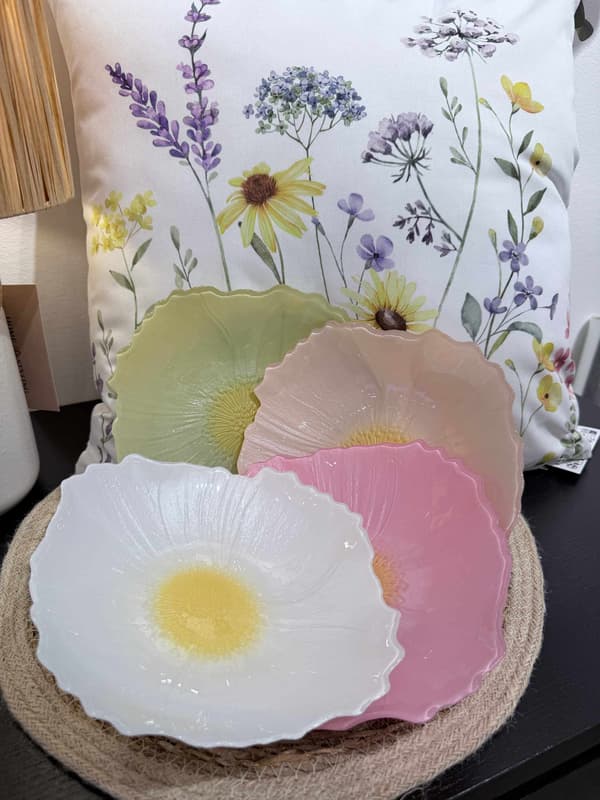 Skål Fat Blomma Glas 21 cm Multicolor
