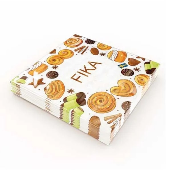 Kaffeservietter Fika 25x25cm Multicolor