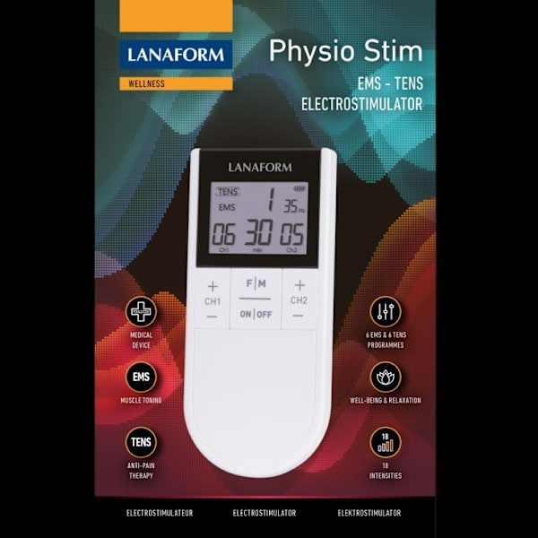 Physio Stim – TENS och EMS Muskelstimulator Smärtlindring och Muskelåterhämtning multifärg