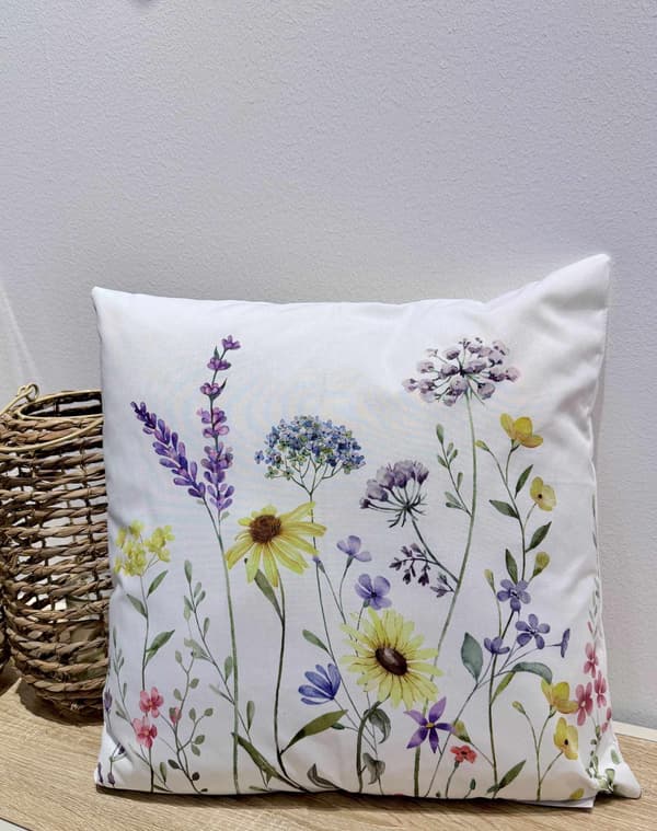 Kudde Blommor Vit 45x45 cm Vit