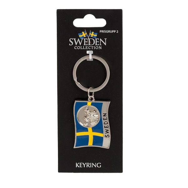 Nyckelring Souvenir Flagga Älg Sweden multifärg