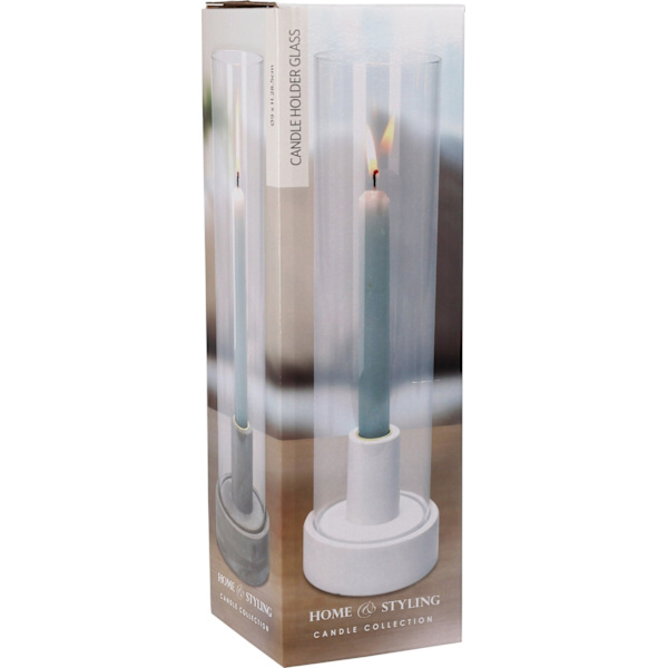 Ljushållare Ljusstake Glas Vit Svart Beige Svart
