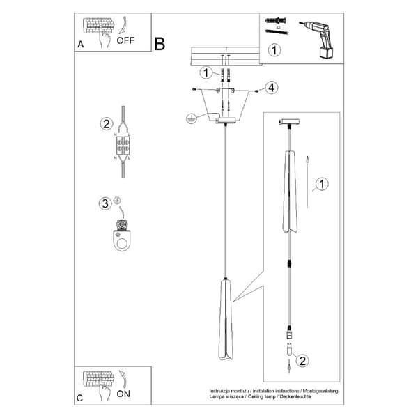 Lampada och ospensione PRYSM 1 nero Black
