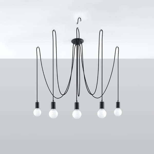 Ljuskrona EDISON 5 svart Black