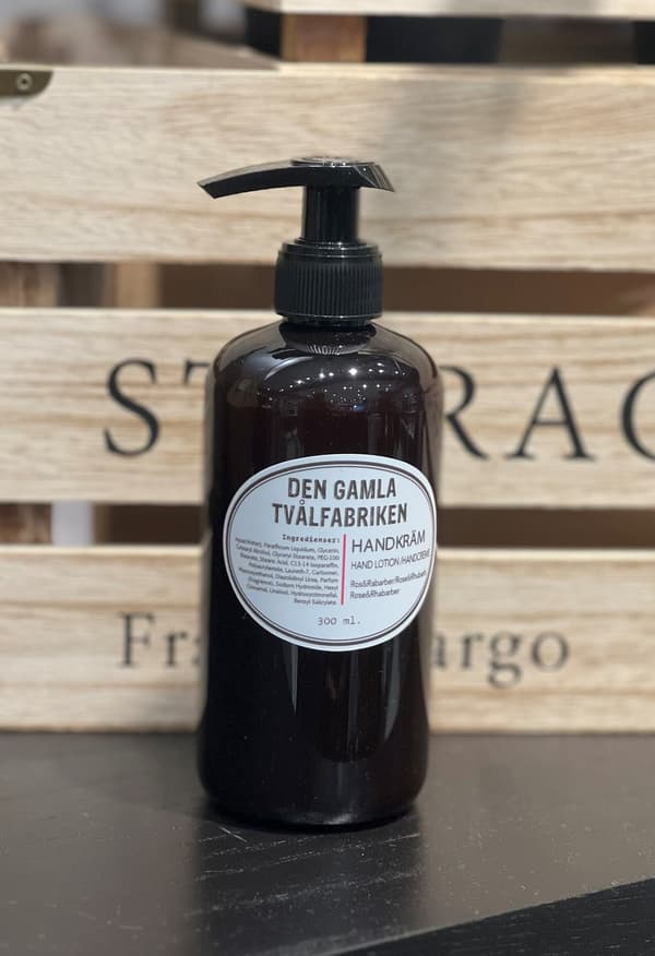 Lotion hand med pump Ros/Rabarber 300 ml Brun