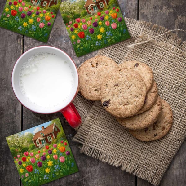 Kaffeservetter Tulpanträdgård 25x25cm 20-pack multifärg